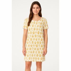 Winter Water Factory Cactus Print T-Shirt Dress